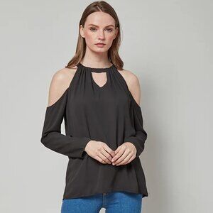 LANDA By Dora Landa Black Cold-Shoulder Style Top Woman's Size XS